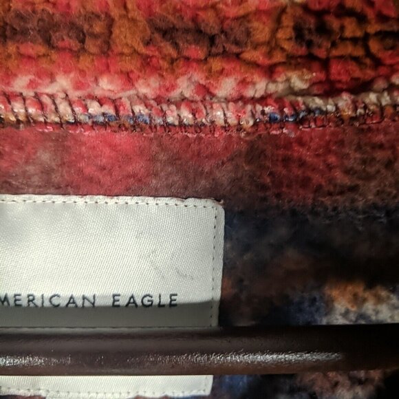 American Eagle Fleece Aztec 1/4 Zip Collar Sweater Pullover XS Multicolor Orange - Picture 6 of 11